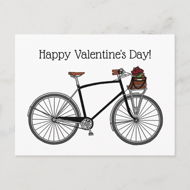 Road Bike Happy Valentine's_White Postkarte (Vorderseite)