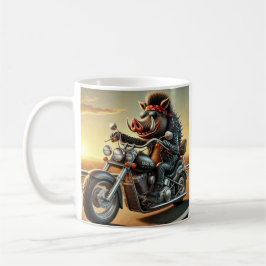 Road Hog Motorcycle Mug | Biker Pig Riding Chopper Kaffeetasse
