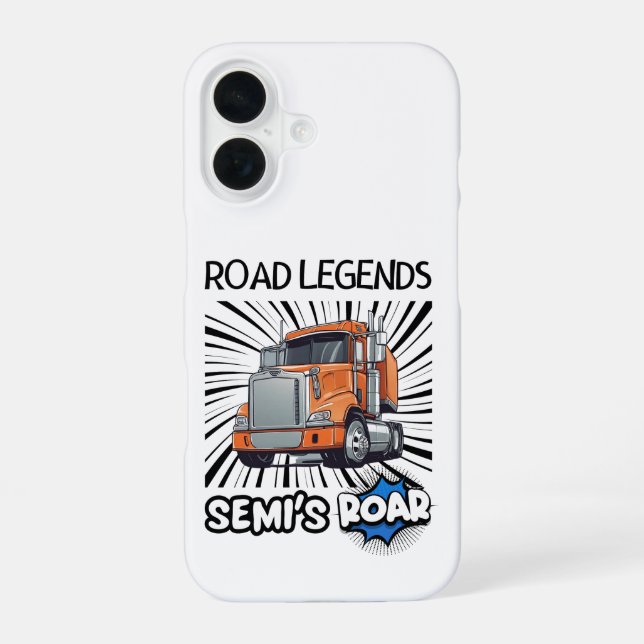 Road Legends: Semi's Roar! iPhone 16 Hülle (Rückseite)