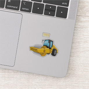Road roller cartoon illustration aufkleber