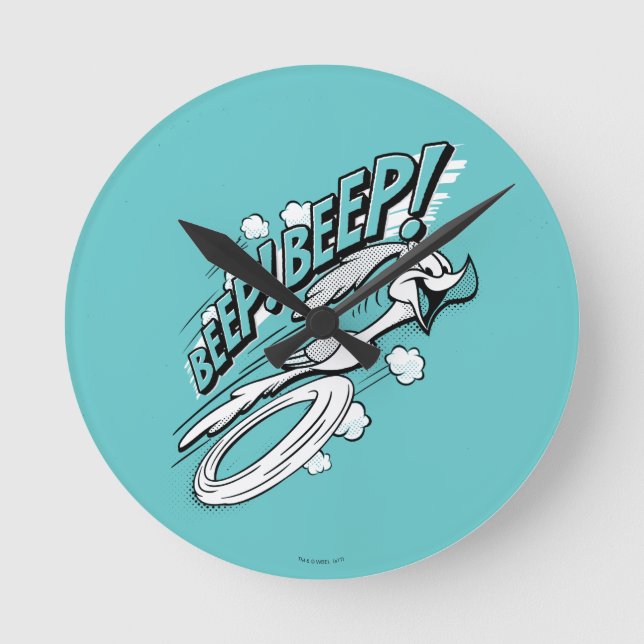 ROAD RUNNER™ REEP BEEP BEEP™™ Halftone Runde Wanduhr (Vorderseite)