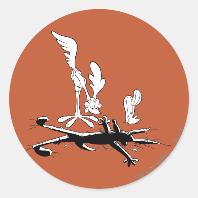 ROAD RUNNER™ und WILE E. COYOTE™ Shaped Hole Runder Aufkleber (Vorderseite)