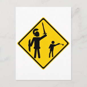 Road Sign David und Goliath Postkarte