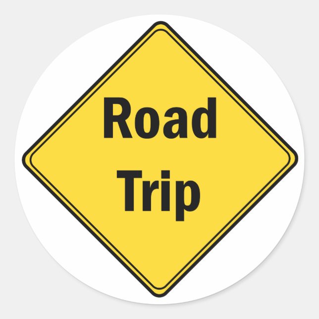 Road Sign- Road Trip Runder Aufkleber (Vorderseite)