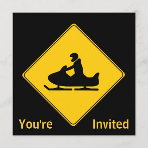 Road Sign - Snowmobile Einladung
