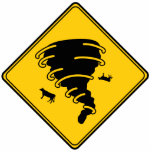 Road Sign- Tornado Freistehende Fotoskulptur<br><div class="desc">Tornado Trichter mit fliegenden Kühen auf einem Straßenschild. Moo... ... ... . Ein bisschen dunkler Spaß,  der für manche lustig sein könnte.</div>