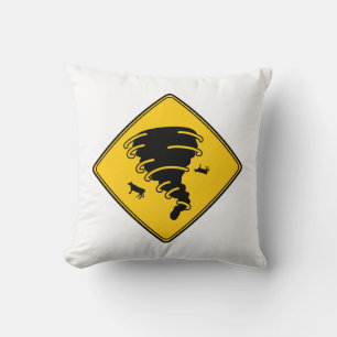 Road Sign- Tornado Kissen