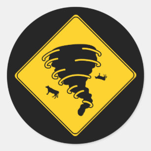 Road Sign- Tornado Runder Aufkleber