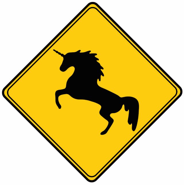 Road Sign Unicorn Fotoskulptur Magnet (Vorne)