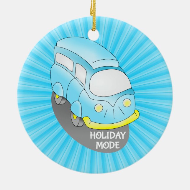 Road Trip Blue Van Keramikornament (Hinten)