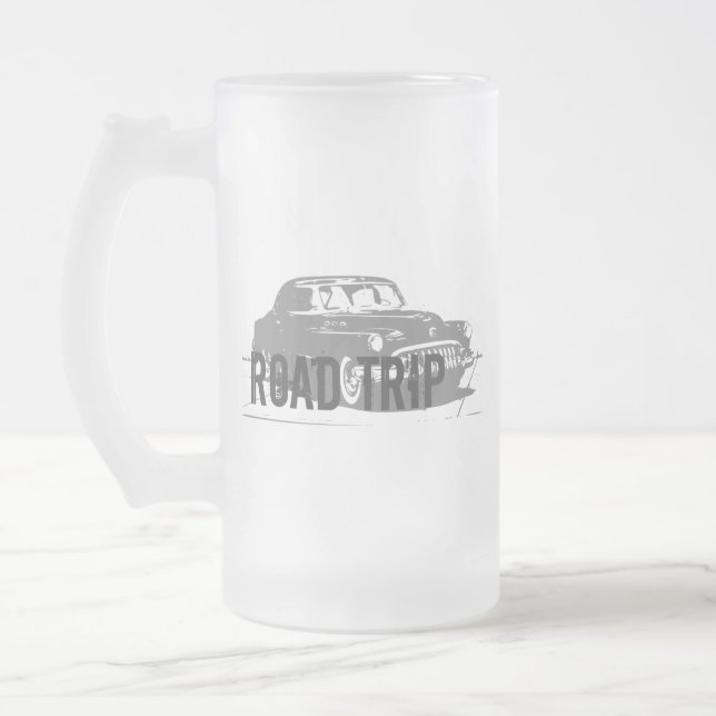 Road Trip Oldtimer Mattglas Bierglas (Links)