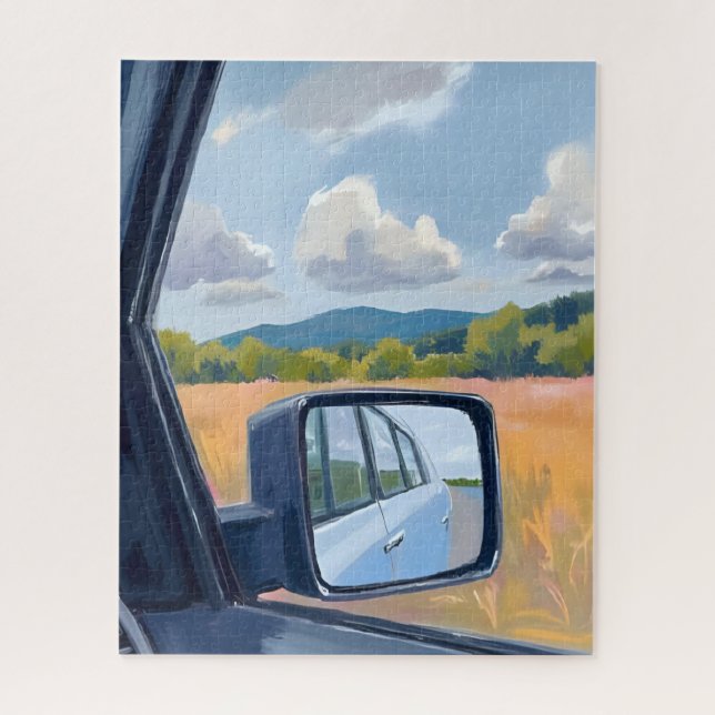 Road Trip | Rear View Mirror Watercolor Travel (Vertikal)