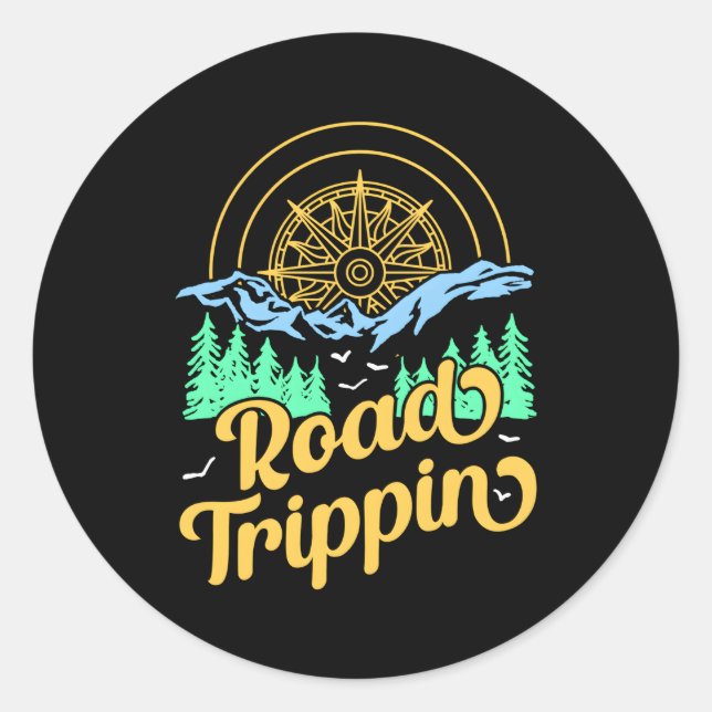 Road Trip Runder Aufkleber (Vorderseite)