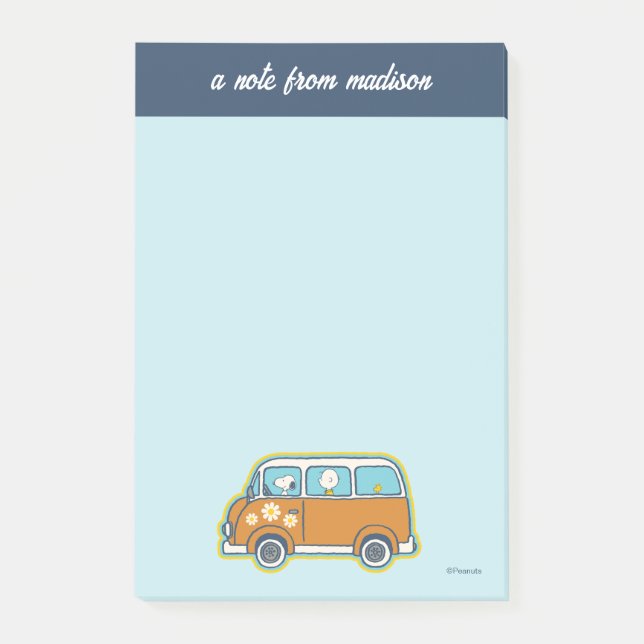 Road Trippin | Peanuts Road Trip Van Post-it Klebezettel (Vorderseite)