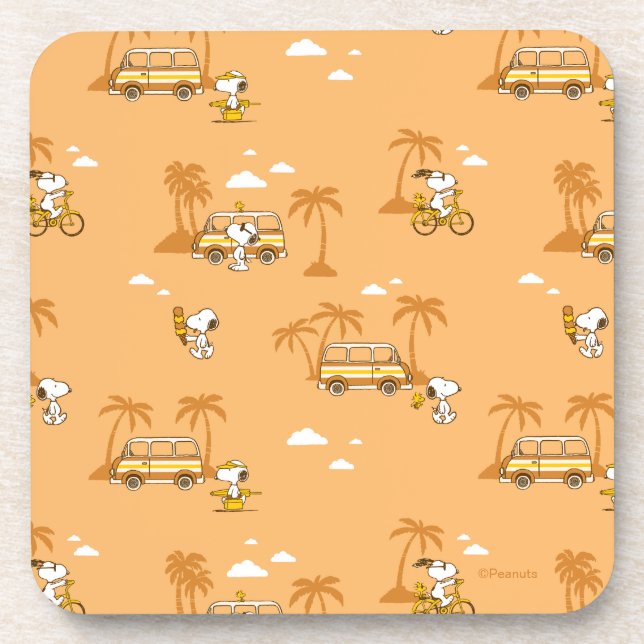 Road Trippin | Peanuts Snoopy Beach Pattern Getränkeuntersetzer (Vorderseite)