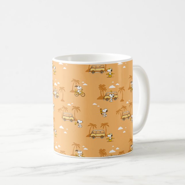 Road Trippin | Peanuts Snoopy Beach Pattern Kaffeetasse (VorderseiteRechts)