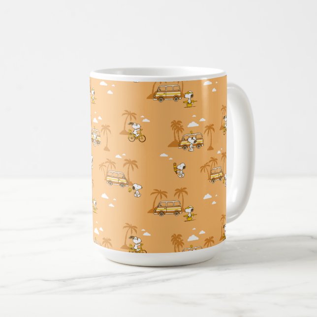 Road Trippin | Peanuts Snoopy Beach Pattern Kaffeetasse (VorderseiteRechts)