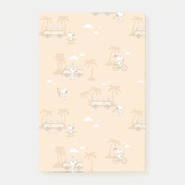 Road Trippin | Peanuts Snoopy Beach Pattern Post-it Klebezettel (Vorderseite)