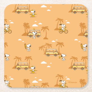 Road Trippin Peanuts Snoopy Beach Pattern Rechteckiger Pappuntersetzer
