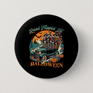 Road Trippin' to Halloween Summer SkeletRoad Ca Button