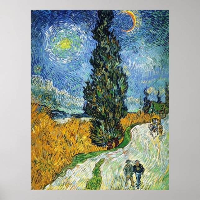 Road with Cypresses (van Gogh) Poster (Vorne)