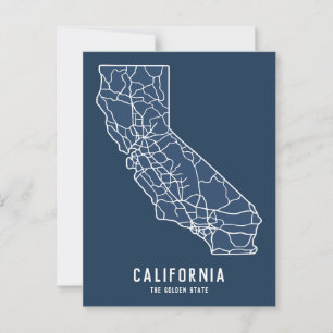 Roadmap für den US-Staat in Kalifornien - Goldener Postkarte