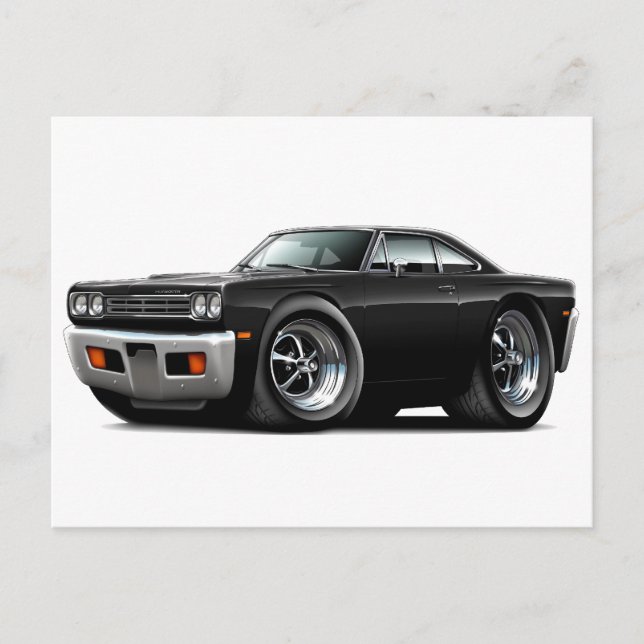 Roadrunner Black Car 1969 Postkarte (Vorderseite)