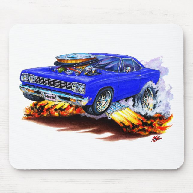Roadrunner-Blau-Auto 1968-69 Mousepad (Vorne)