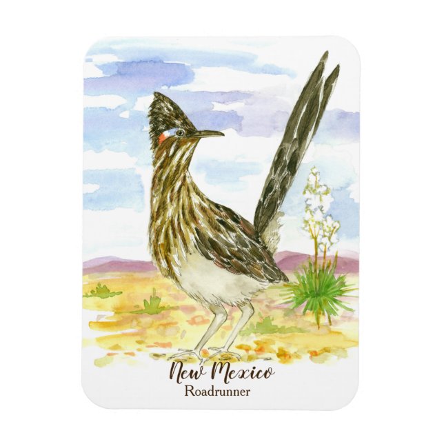 Roadrunner New Mexico Staat Bird Yucca Blume Magnet (Vertikal)