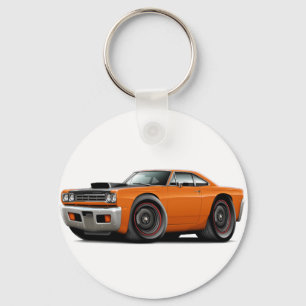 Roadrunner-Orange-Schwarzes Hauben-Schaufel-Auto Schlüsselanhänger