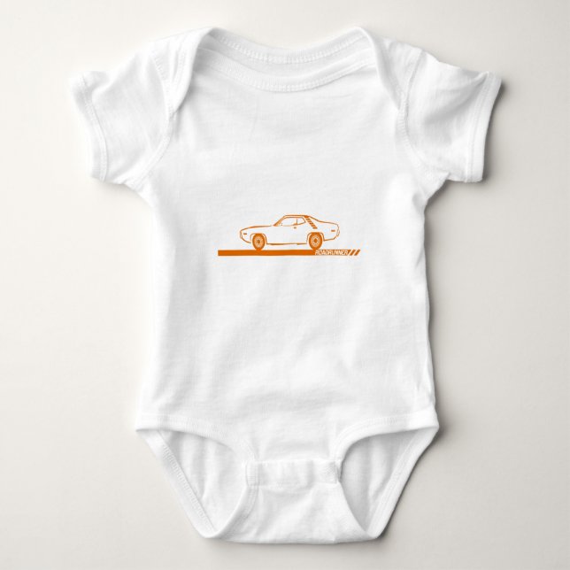 Roadrunner-Orangen-Auto 1971-72 Baby Strampler (Vorderseite)
