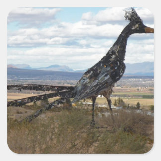 Roadrunner-Statue Quadratischer Aufkleber
