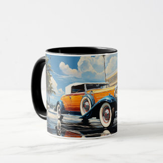 Roadster der 20er Jahre mit Strandbungalow in Miam Tasse