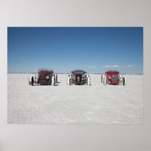 Roadsters auf den Bonneville-Salz-Ebenen Poster