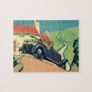 Roadtrip mit einem Oldtimer-Cabrio auf dem Land