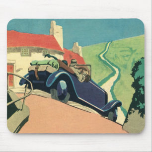 Roadtrip mit einem Oldtimer-Cabrio auf dem Land Mousepad