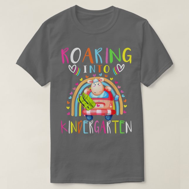 Roaming in den Kindergarten Niedliches Schaf zurüc T-Shirt (Design vorne)