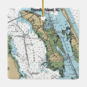 Roanoke Island NC Chart Keramikornament