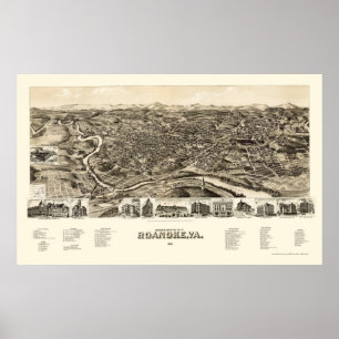 Roanoke, panoramische Karte VA - 1891 Poster