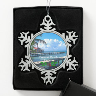 Roantan Beach, Honduras Schneeflocken Zinn-Ornament