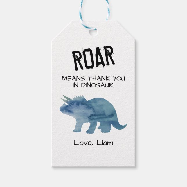 Roar bedeutet Danke, Dinosaur Geschenkanhänger (Vorderseite)