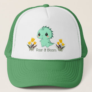 Roar & Bloom Süßer Grüner Dinosaurier Truckerkappe