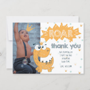 Roar Dinosaur Anniversaire Photo Carte de remercie