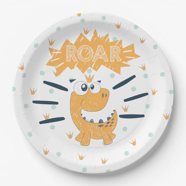 ROAR Dinosaur Birthday Paper Plate Pappteller (Vorderseite)