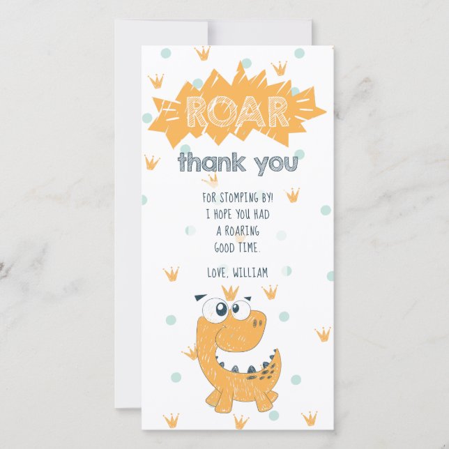 Roar Dinosaur Carte de remerciements d'anniversair (Devant)