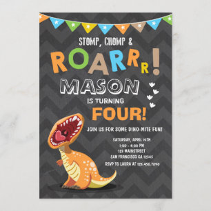ROAR Dinosaur Dino Invitation de fête d'anniversai