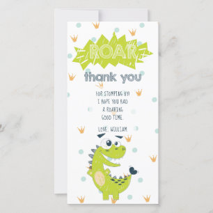 Roar Dinosaur Green Carte de remerciements d'anniv