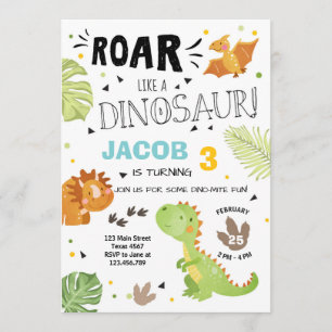 Roar Dinosaur invitation anniversaire Dino Party B