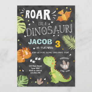Roar Dinosaur invitation anniversaire Dino Party B