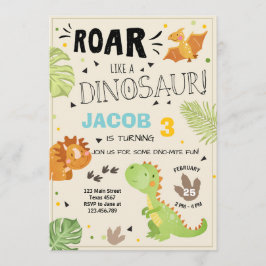 Roar Dinosaur invitation anniversaire Dino Party B